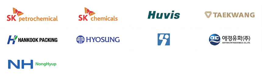 Major Clinets - SK petrochemical / SK chemicals / Huvis / TAEKWANG / HANKOOK PACKING / HYOSUNG / doruddbghk(wn) / NH NongHyup